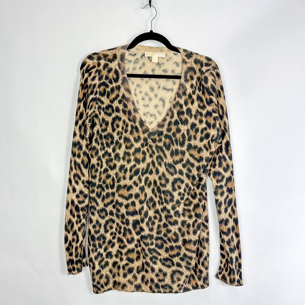 Michael Michael Kors Leopard V-Neck Sweater